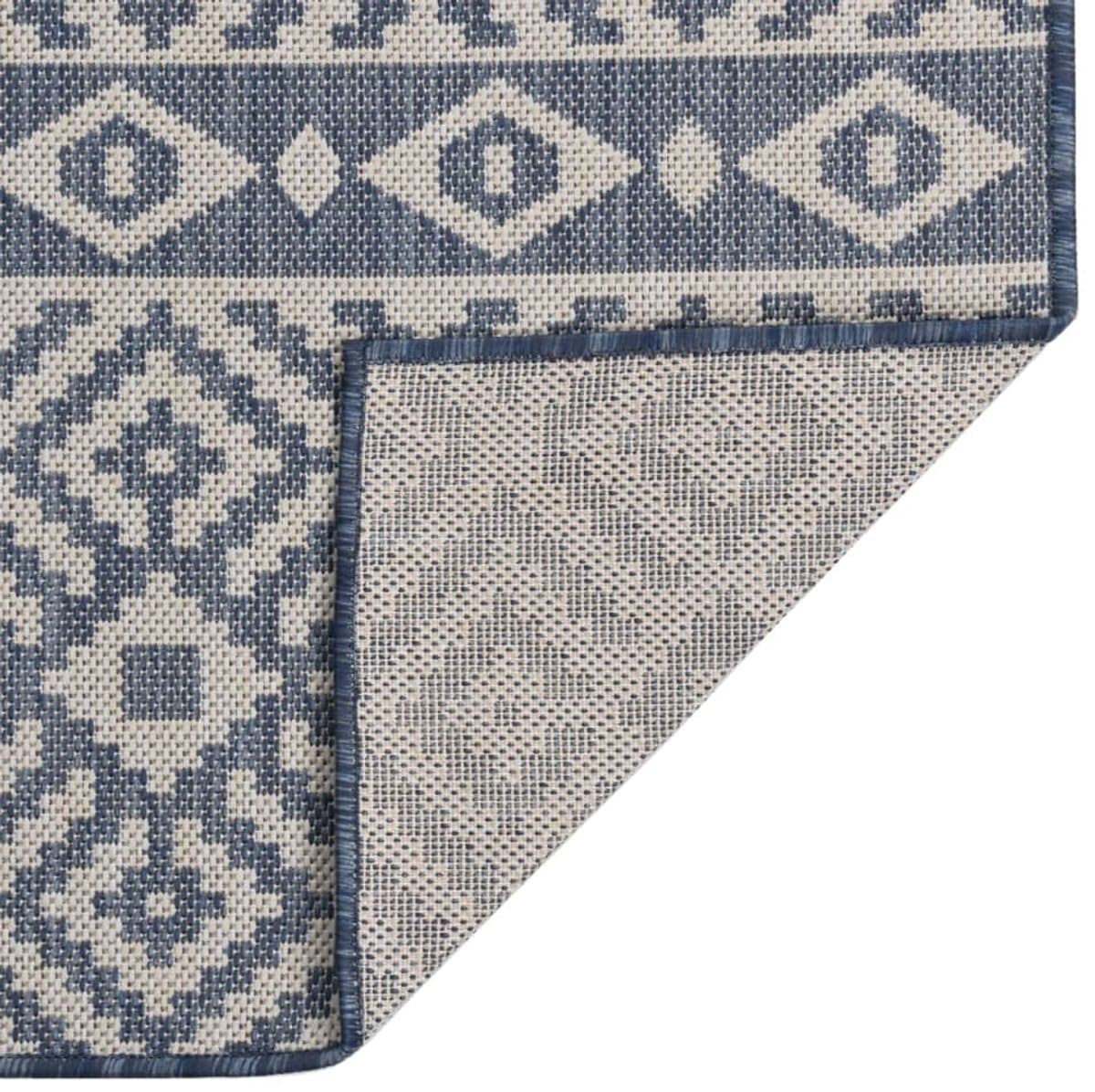 buitenkleed | buitentapijt met patroon platgeweven 200×280 cm blauw