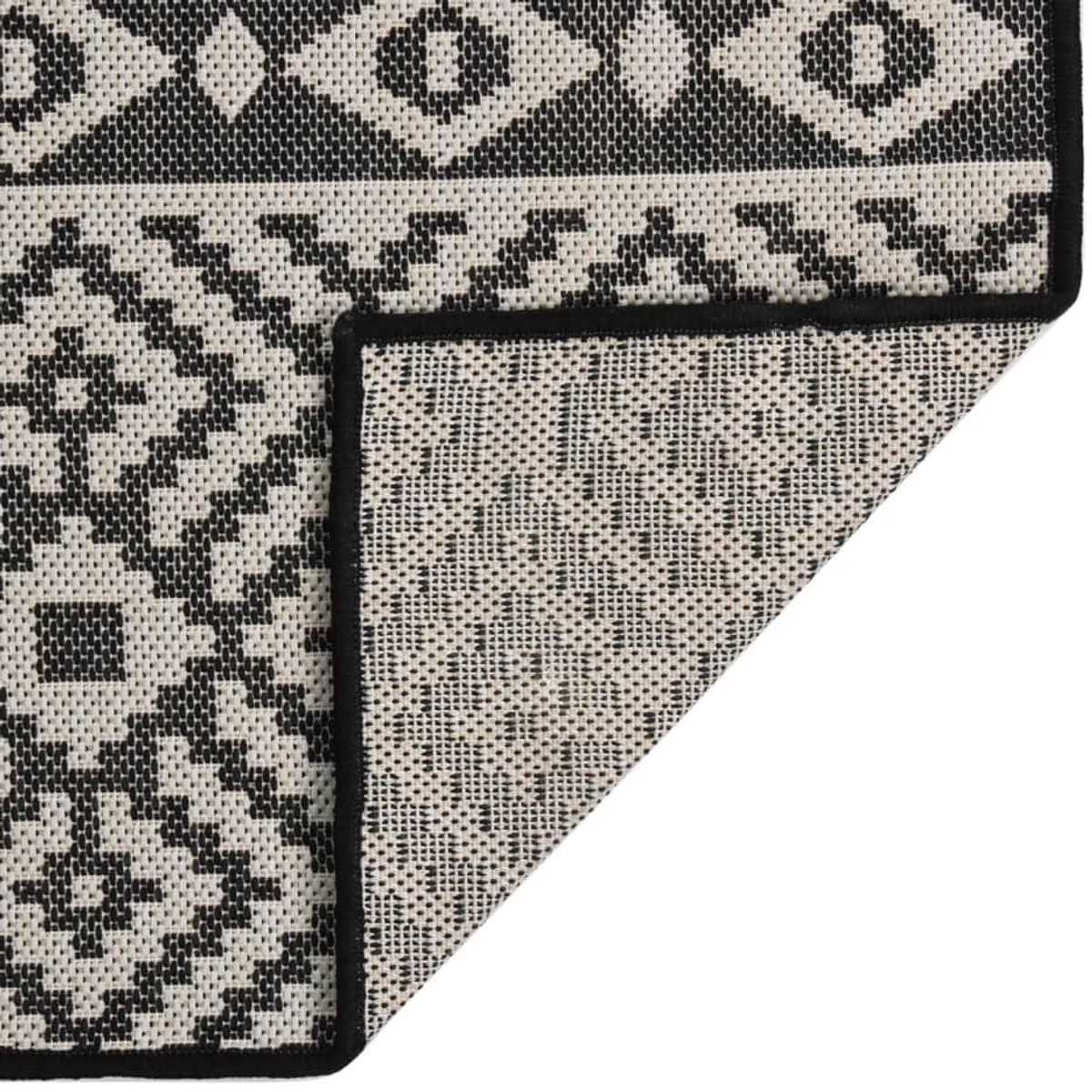 buitenkleed | buitentapijt met patroon platgeweven 200×280 cm zwart