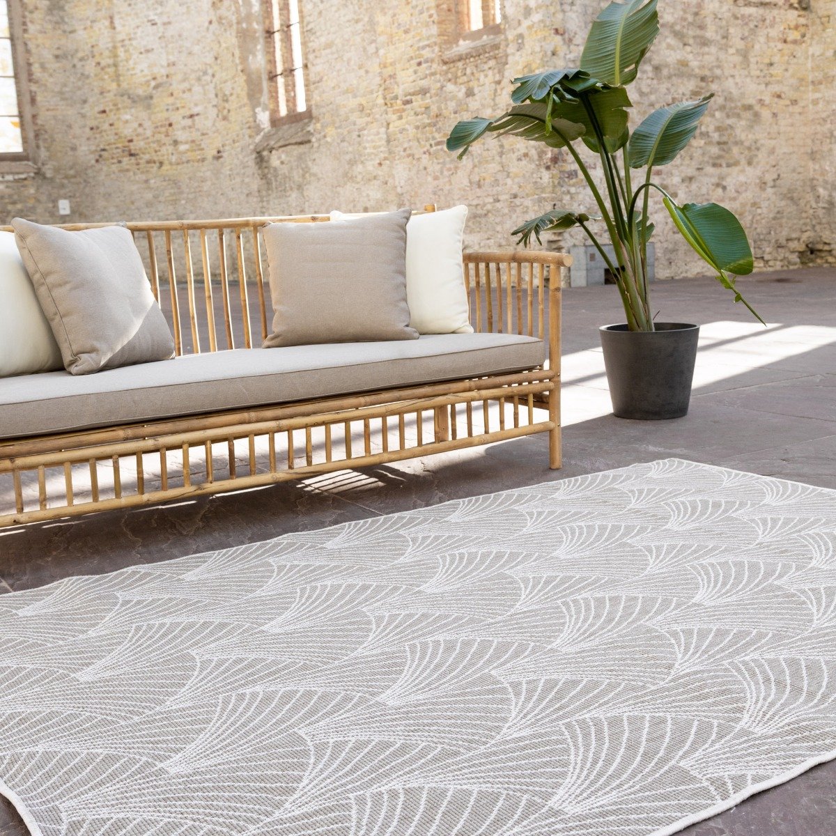 buitenkleed deco bruin/grijs dubbelzijdig 160 x 230 cm (m)