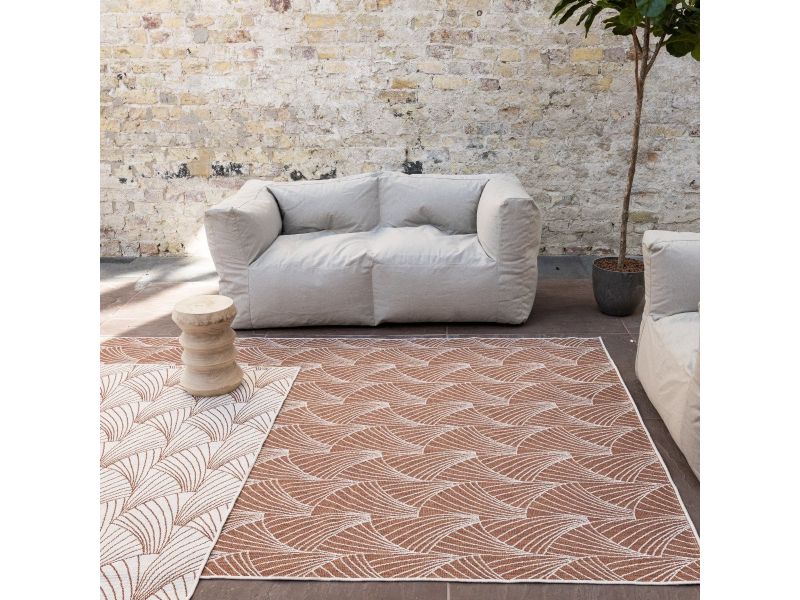 Buitenkleed Deco roest/wit dubbelzijdig - 160 x 230 cm - (M)