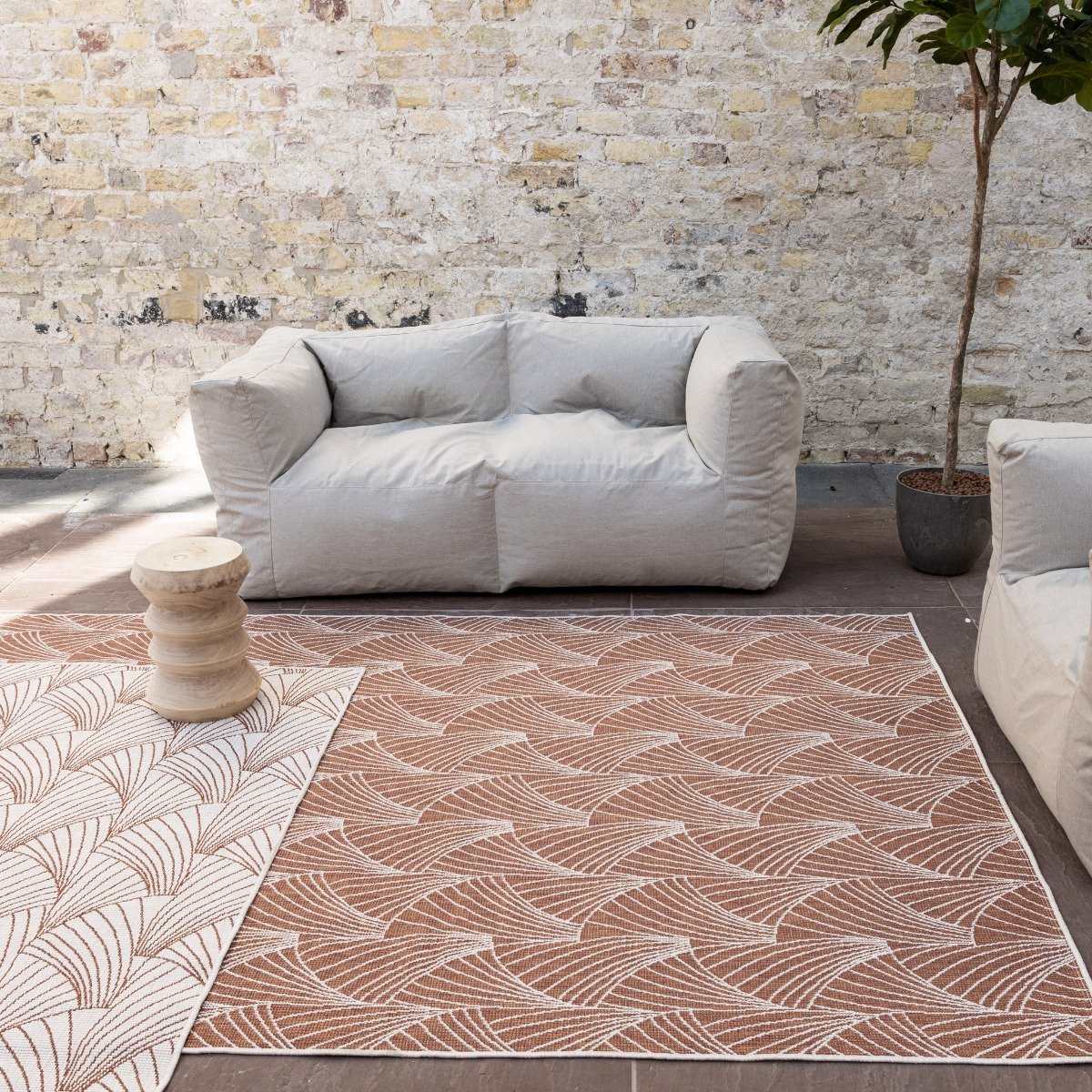 buitenkleed deco roest/wit dubbelzijdig 160 x 230 cm (m)