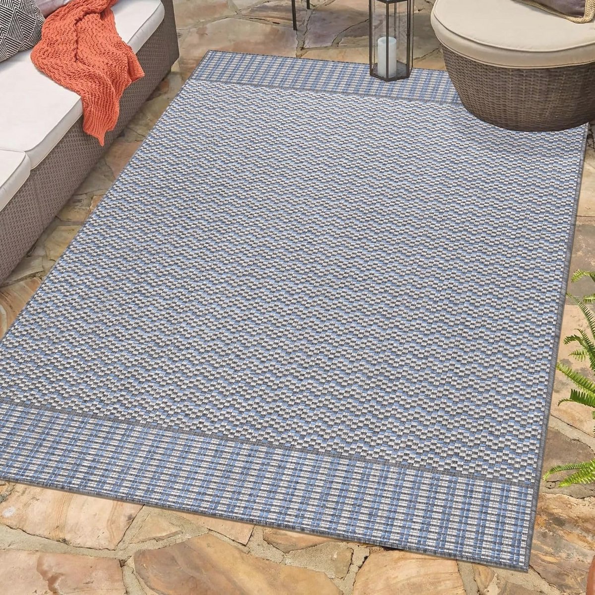 buitenkleed grijs vintage design 120 x 170 cm tapijt voor terras, balkon, tuin of keuken