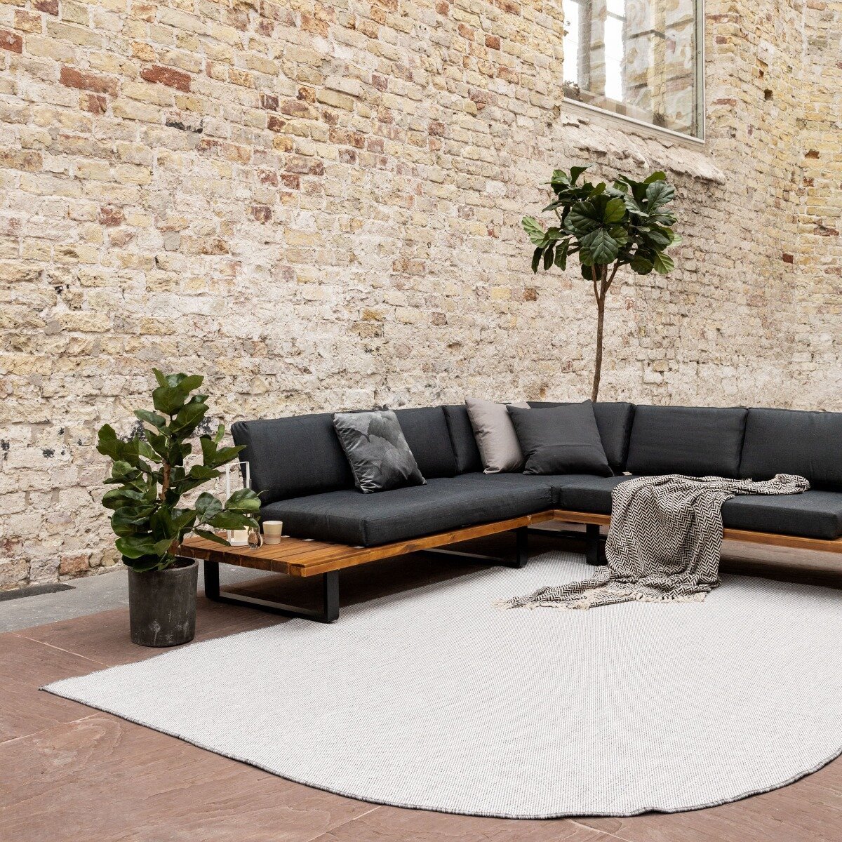 buitenkleed ronde hoek mono grijs/wit dubbelzijdig eva interior 240 x 340 (xl)