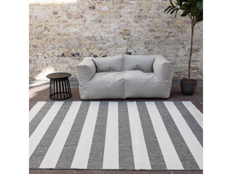 Buitenkleed Stripes Grijs/Wit dubbelzijdig - 240 x 340 cm - (XL)