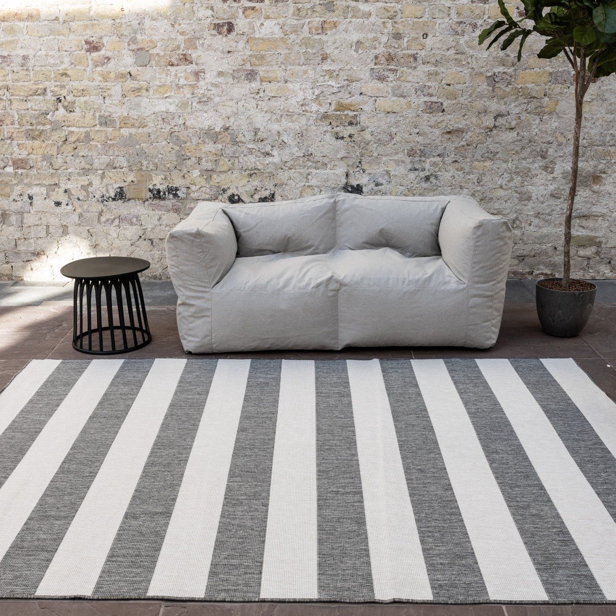 buitenkleed stripes grijs/wit dubbelzijdig 240 x 340 cm (xl)