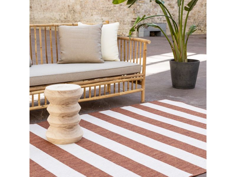 Buitenkleed Stripes roest/wit dubbelzijdig - 240 x 340 cm - (XL)