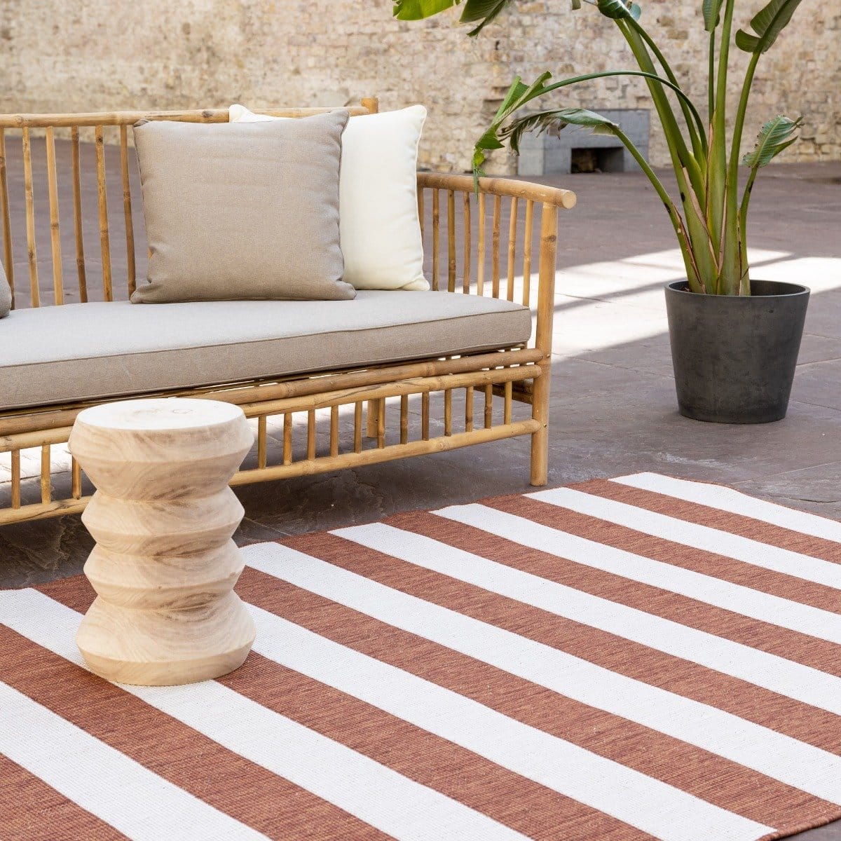 buitenkleed stripes roest/wit dubbelzijdig 240 x 340 cm (xl)