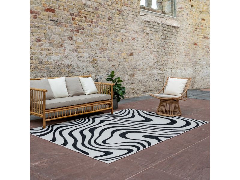 Buitenkleed Swirl Rechthoek - Zwart - Dubbelzijdig - 200 x 290 cm - (L)