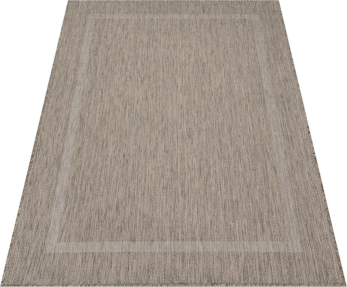 buitenkleed tuin en balkon 200×290 cm bruin, eenkleurig, kortpolig en weerbestendig