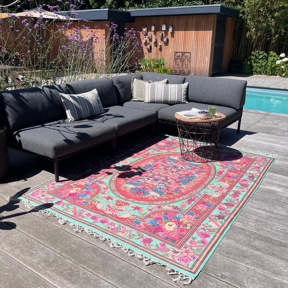 Buitenkleed Tuinkleed, Blauw Balkonkleed | 300cm x 200cm | gemaakt