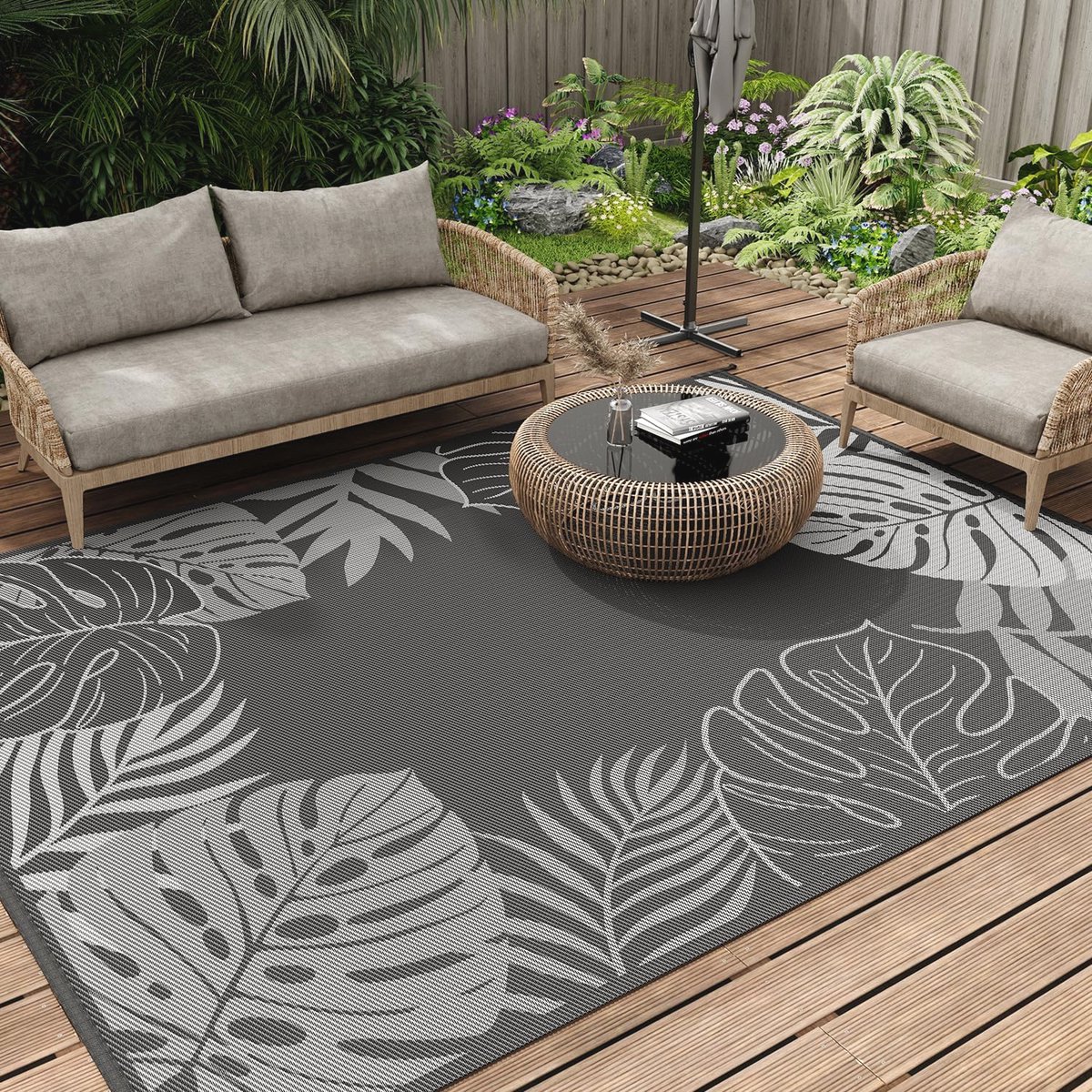 buitenmat waterdicht en omkeerbaar in bohemienstijl vloerkleed voor terras, balkon en kamperen 120×180 cm