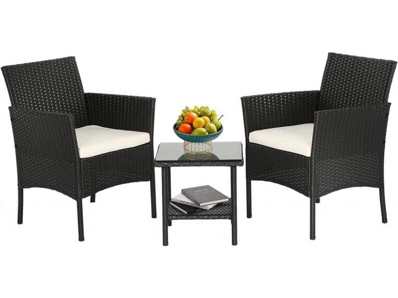 Buitenmeubelset 3-delige Bistroset Rotan Tuinstoelen met Koffietafel