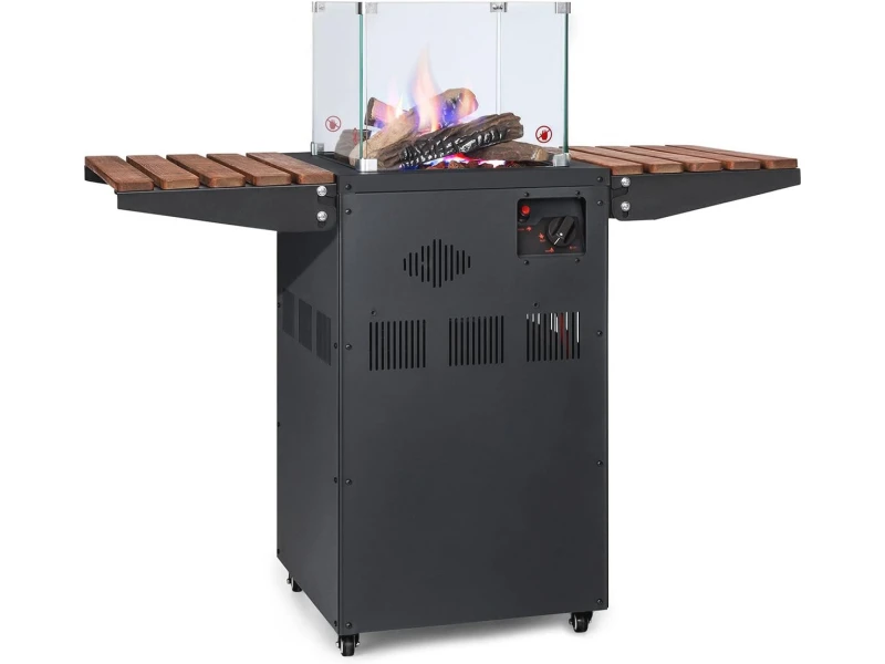 Buitenverwarming met 8 kW verwarming, opklapbare tafels, gehard glas en wielen