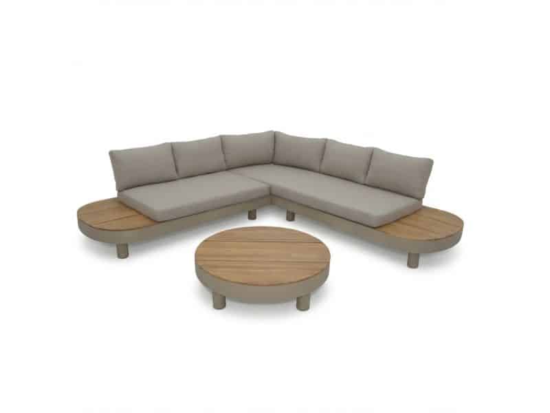 California hoek loungeset 5 personen | aluminium + hardhout | beige | 4-delig