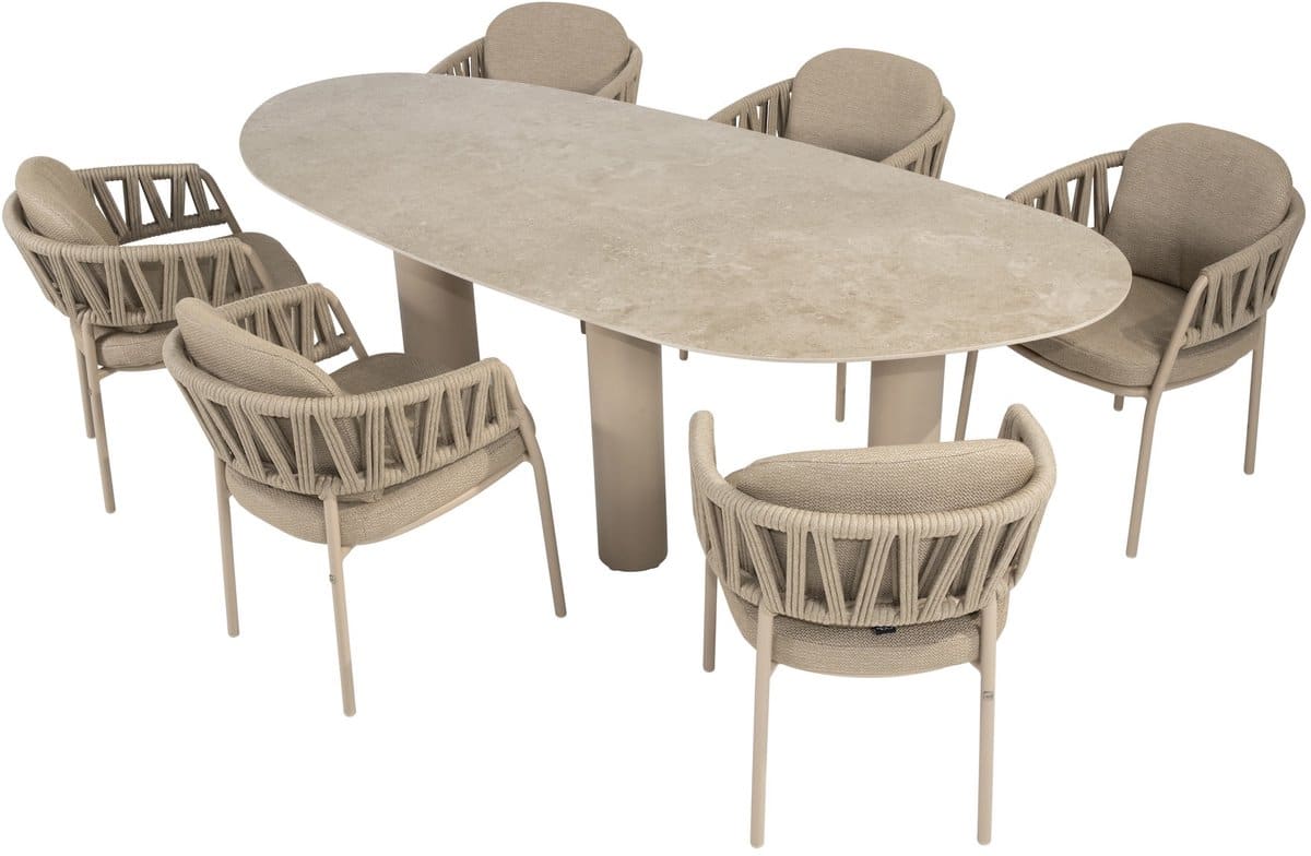 calma estate dining tuinset 240x105xh75 cm 7 delig latte keramiek