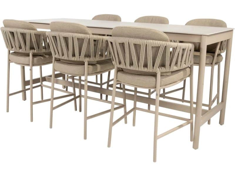 Calma high dining tuinset 7 delig latte aluminium rope Taste