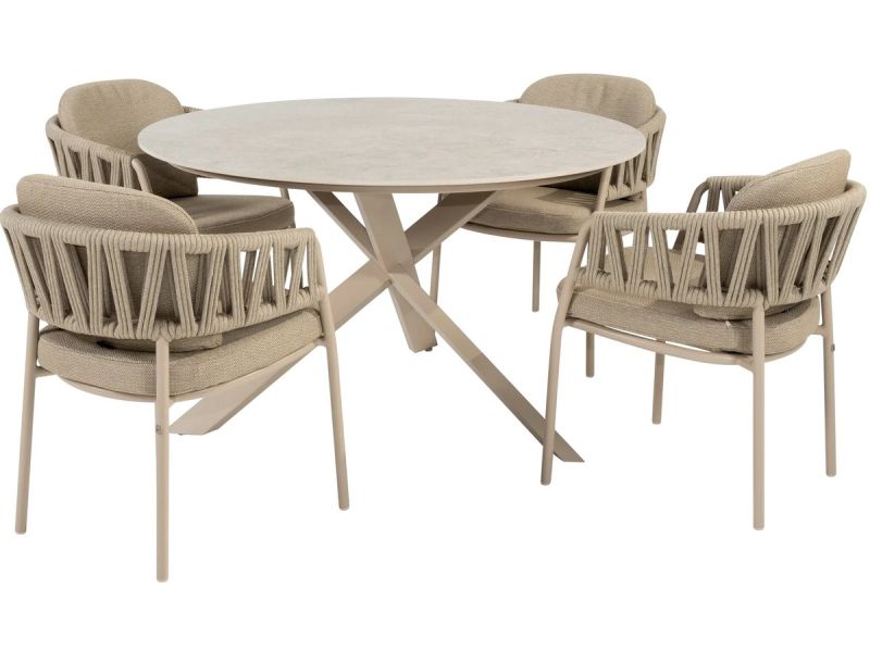 Calma Prado dining tuinset 130xH75 cm rond 5 delig keramiek