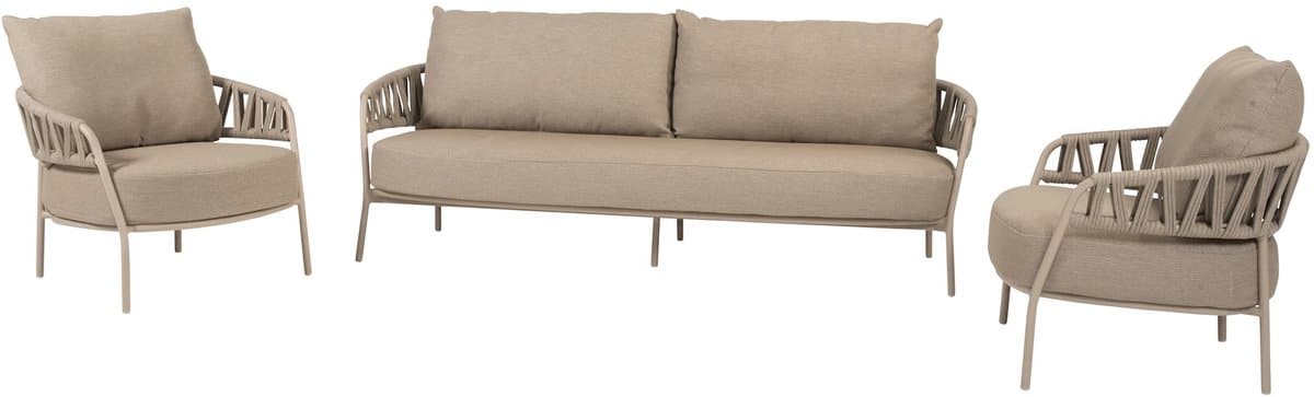 calma stoel bank loungeset 3 delig rope latte taste 4so