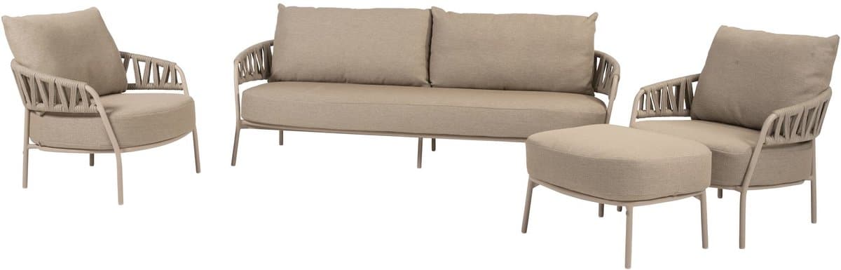 calma stoel bank loungeset 4 delig rope latte taste 4so
