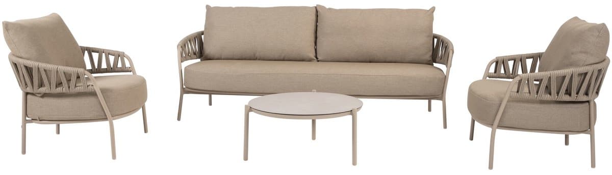 calma stoel bank loungeset 4 delig rope latte taste 4so