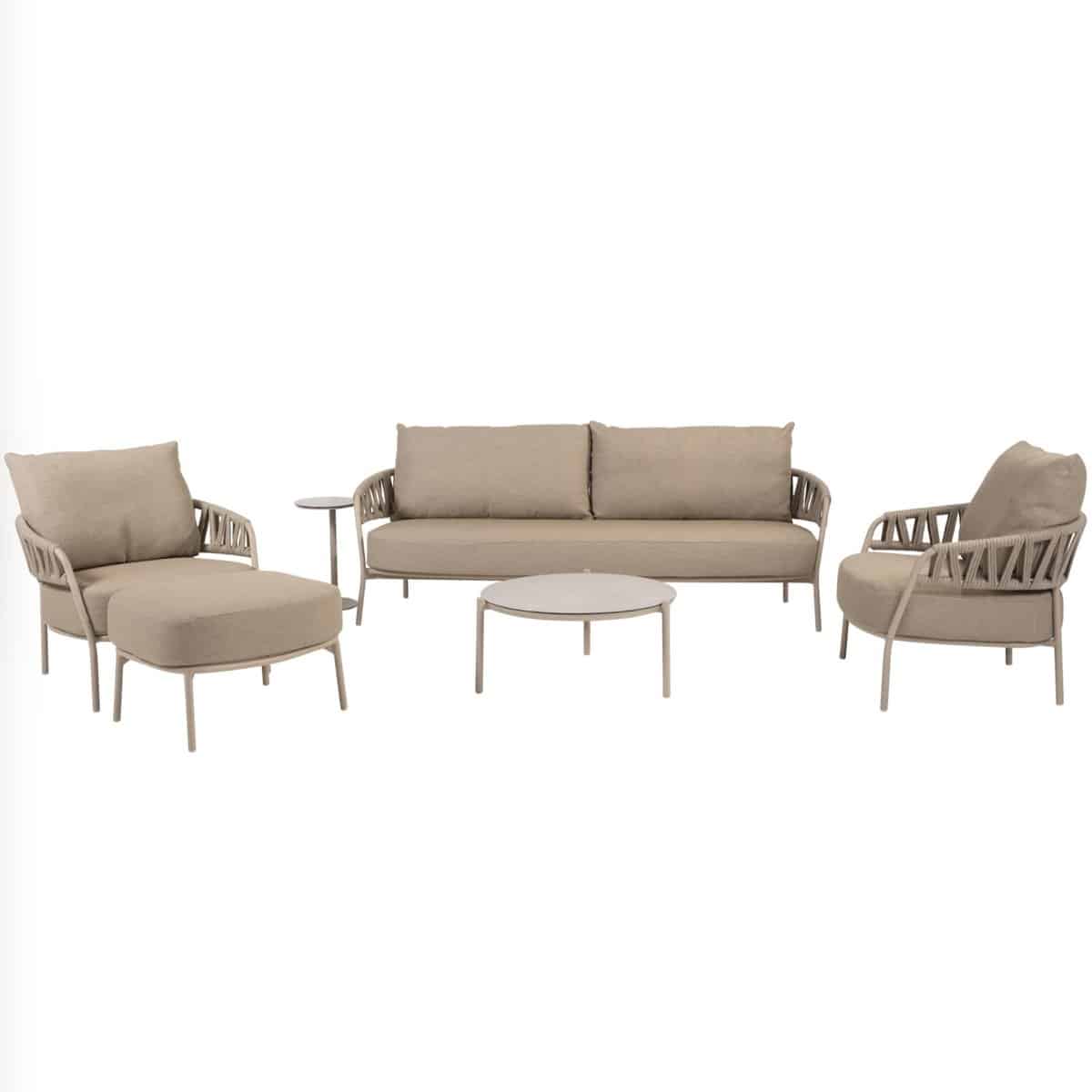 calma stoel bank loungeset 5 delig rope latte taste 4so