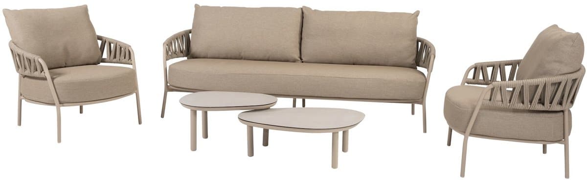 calma stoel bank loungeset 5 delig rope latte taste 4so