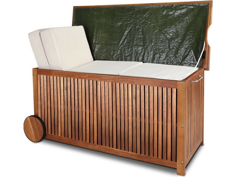 Casaria Opbergbox - Acacia Wielen Handgreep 120x55x60cm 350l - Bruin