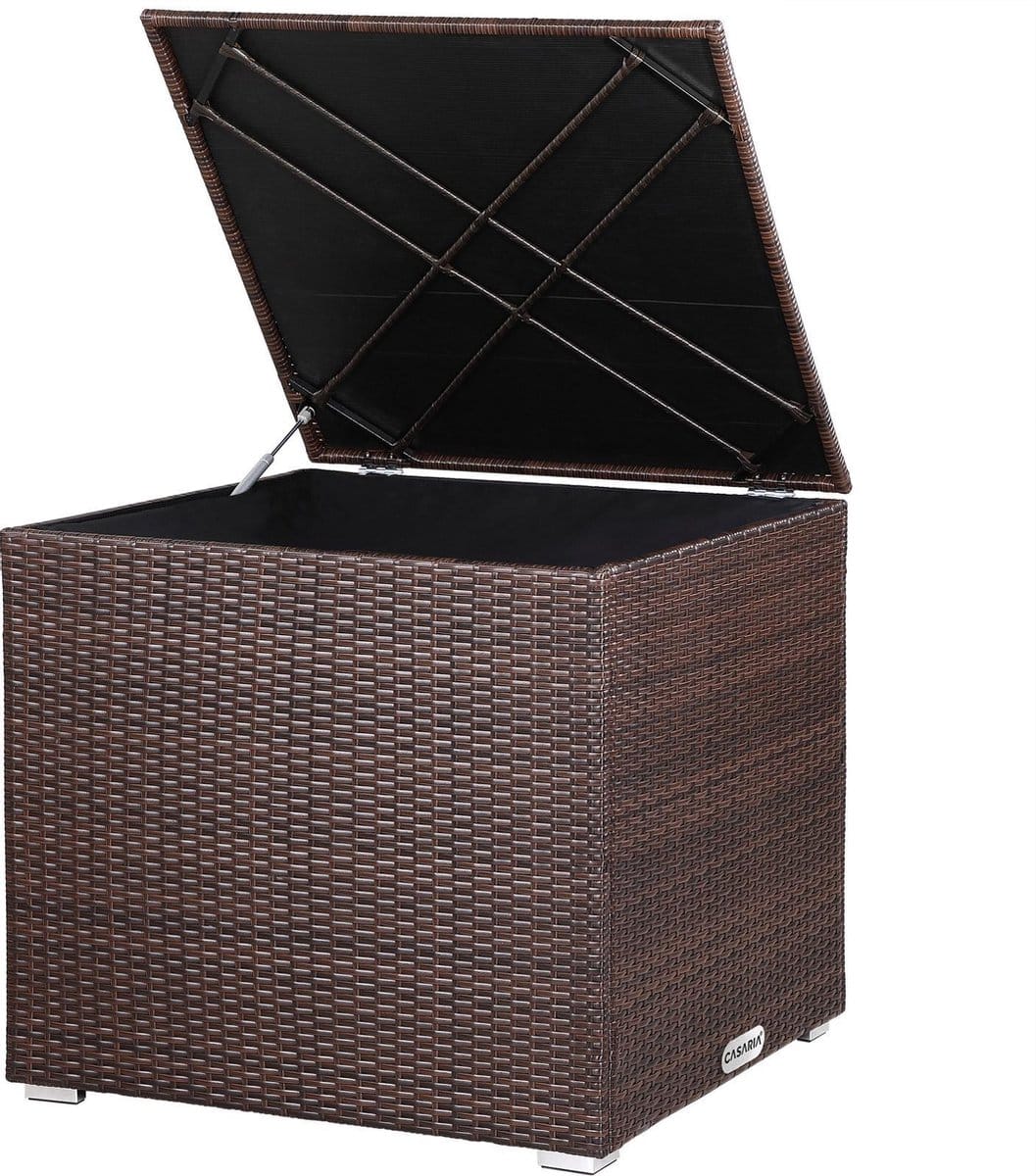 casaria opbergbox polyrattan 318 l met deksel 75x75x70cm tuin bruin