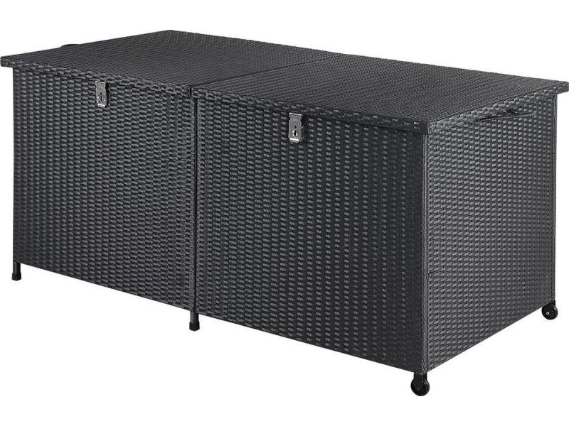 Casaria Tuinbox - Polyrattan XXL Zitbank 150cm 625L UV bestendig - Zwart