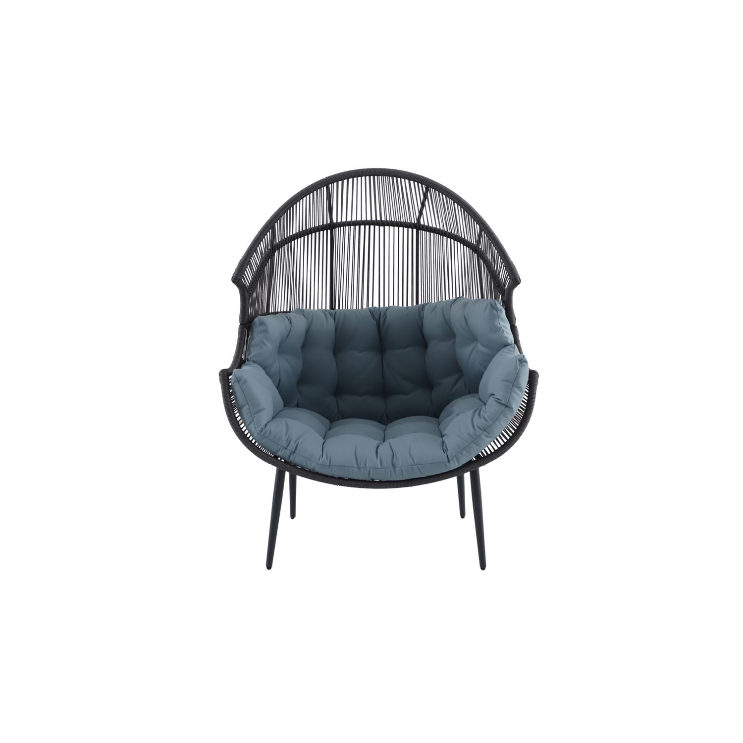 central park loungestoel caletta staal/wicker donkergrijs l 107cm x b 118cm x h 150cm