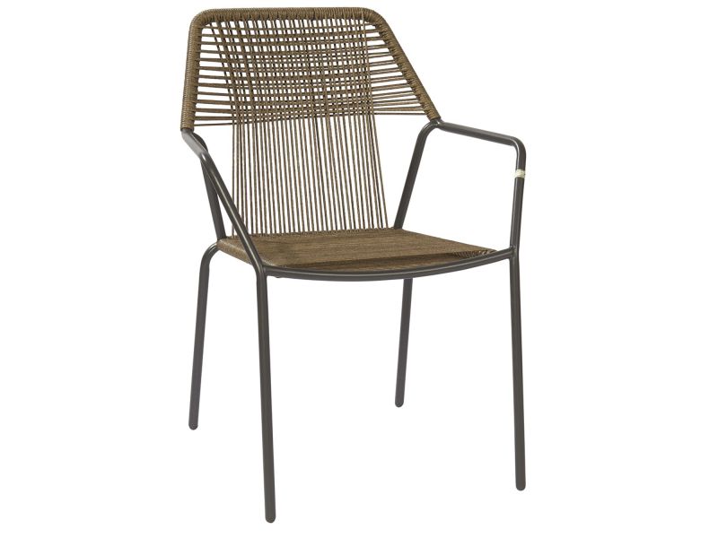 Central Park Stapelbare Wicker Tuinstoel Frejus Donkergrijs