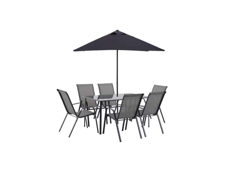 Central Park Tuinset Paolo - Staal - Antraciet - Met Parasol - 6 Personen