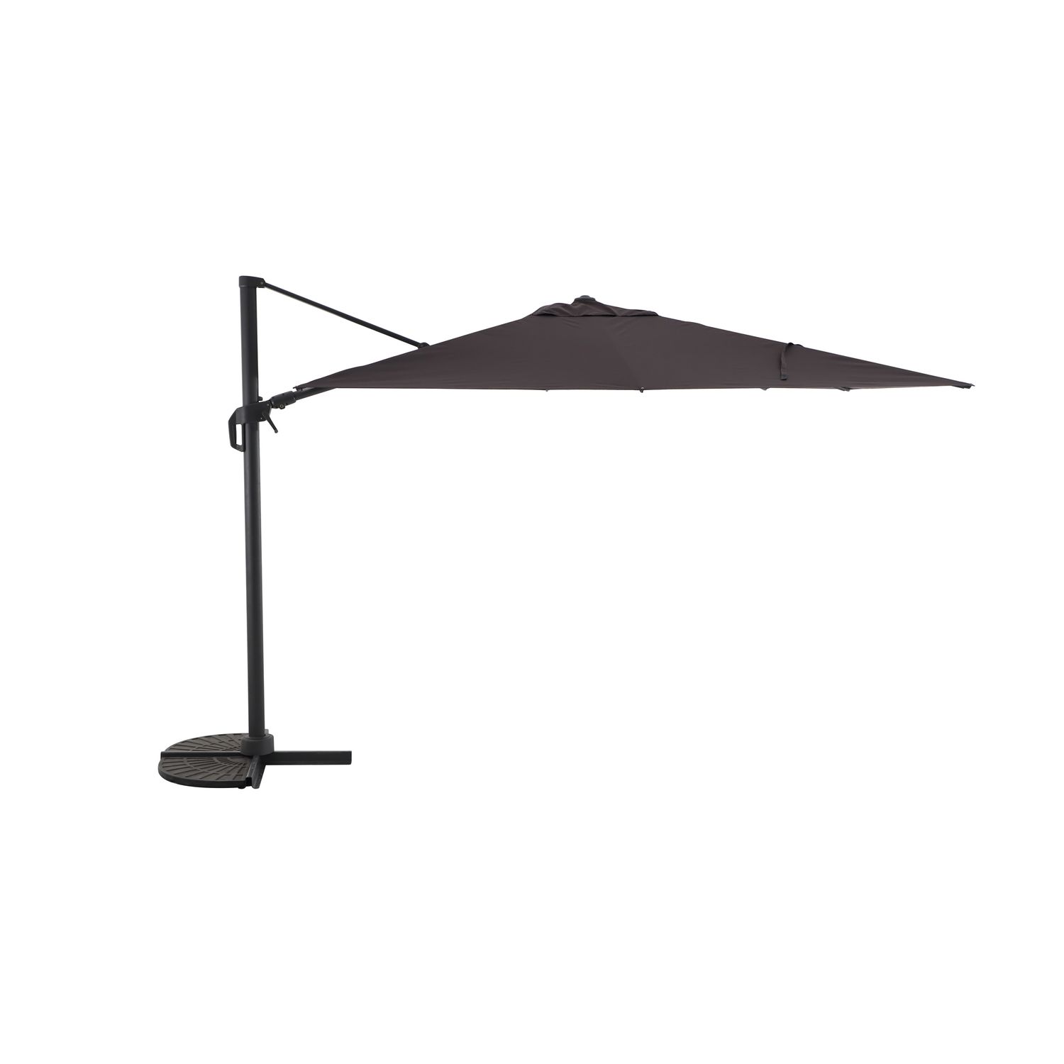 central park zweefparasol palmarola 300x300cm antraciet 360° draaibaar kantelbaar met opwindmechanisme 200g/m² aluminium mast