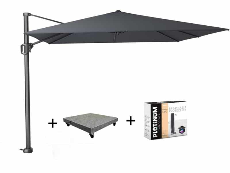 Challenger T1 zweefparasol 300x300 cm antraciet met 90KG voet en
