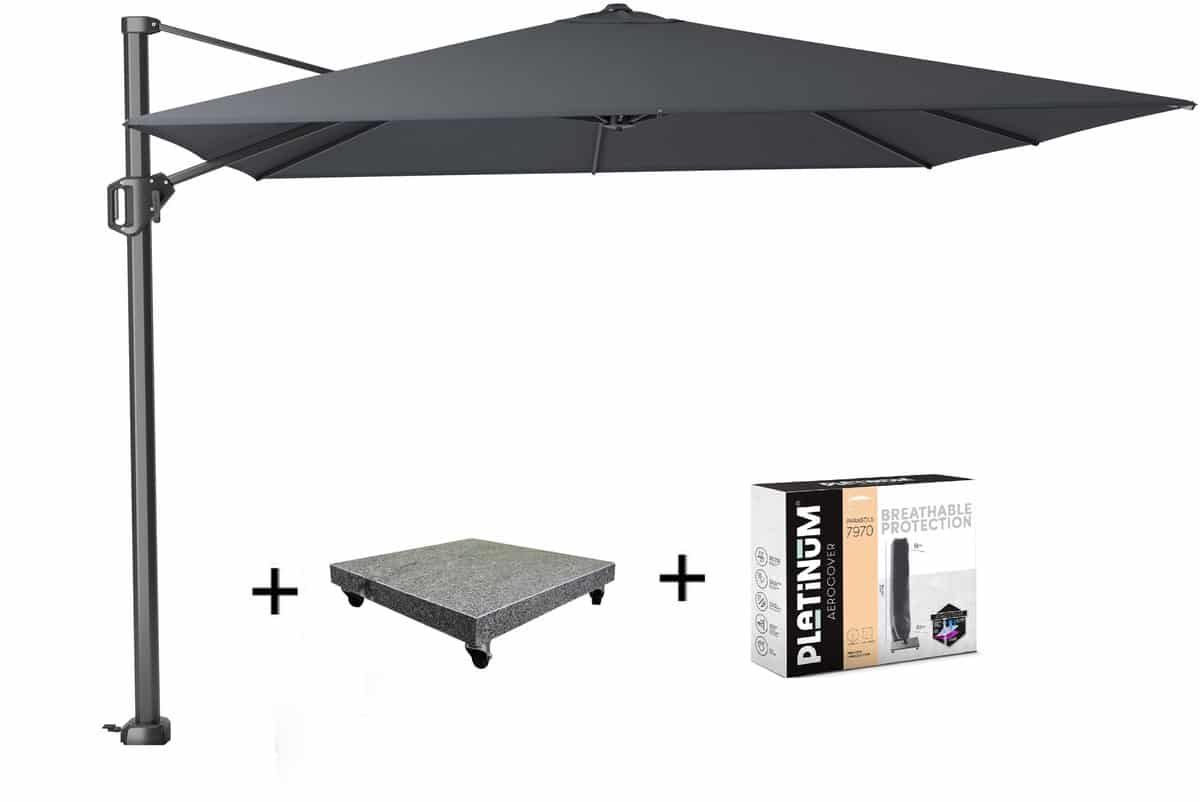 challenger t1 zweefparasol 300×300 cm antraciet met 90kg voet en