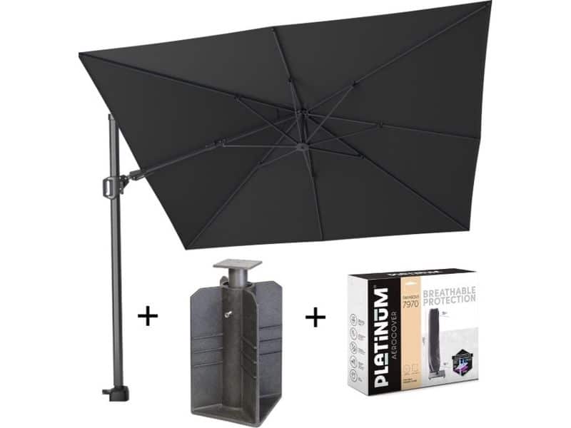 Challenger T2 300x300 cm antraciet met ingraafbare voet en hoes