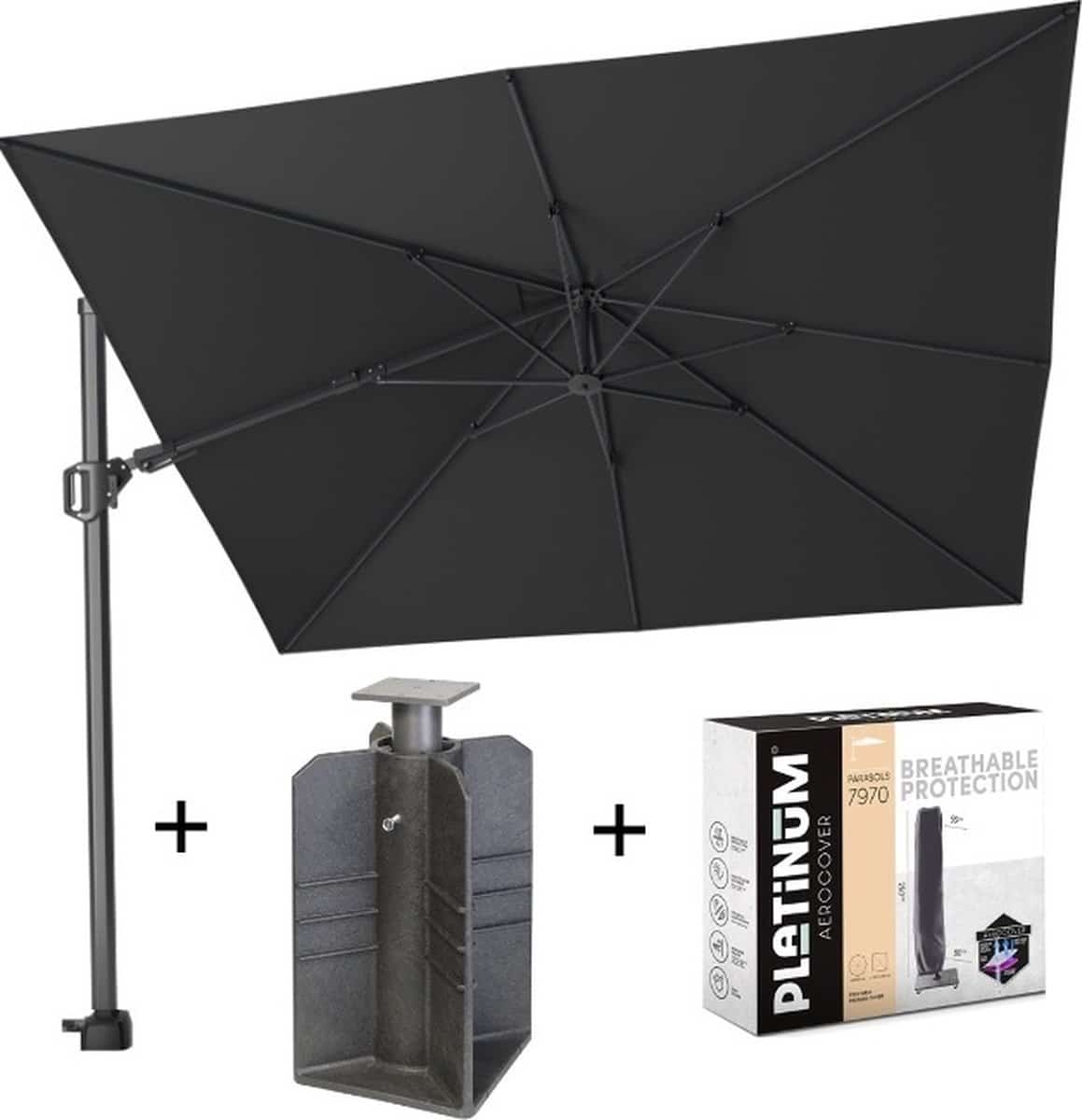 challenger t2 300×300 cm antraciet met ingraafbare voet en hoes