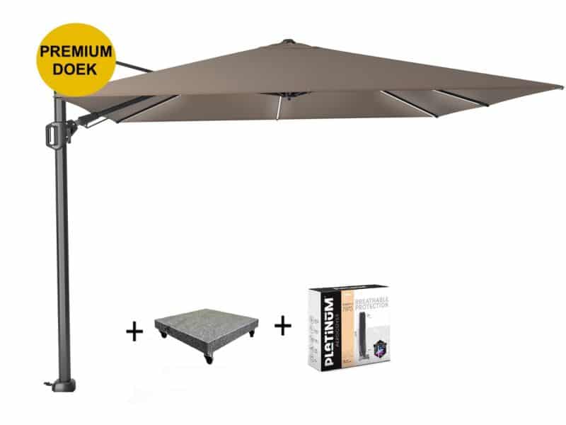 Challenger T2 glow premium parasol 300x300 cm antraciet havanna met