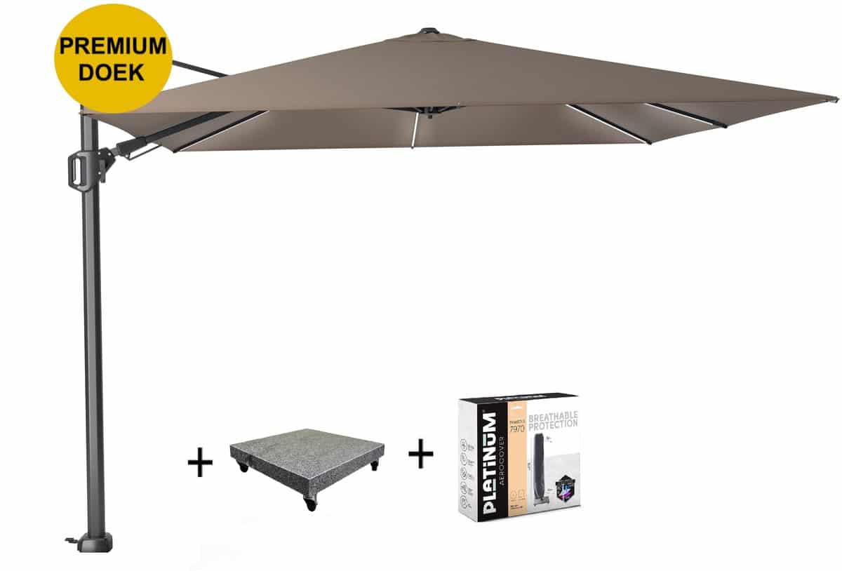 challenger t2 glow premium parasol 300×300 cm antraciet havanna met