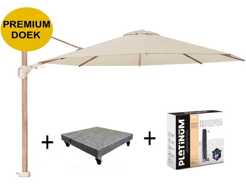 Challenger T2 premium Ø350 cm teak champagne met 90 KG