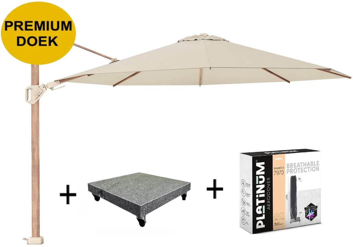 challenger t2 premium Ø350 cm teak champagne met 90 kg