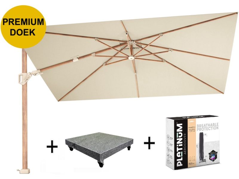 Challenger T2 premium parasol 260x350 cm teak champagne met 90KG