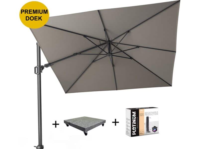 Challenger T2 premium zweefparasol 300x300 cm manhattan met 90KG voet