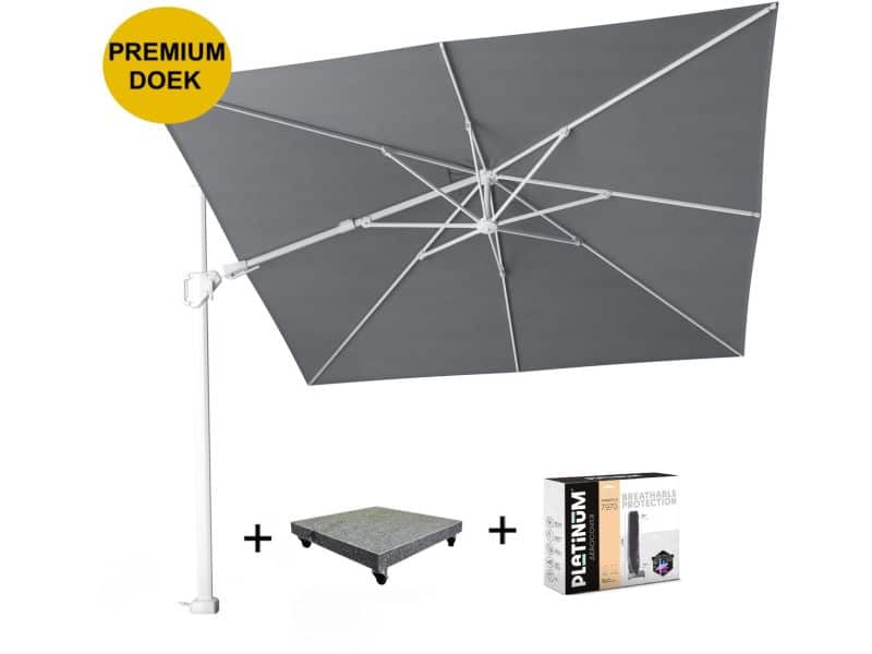 Challenger T2 premium zweefparasol 300x300 cm witte mast manhattan met