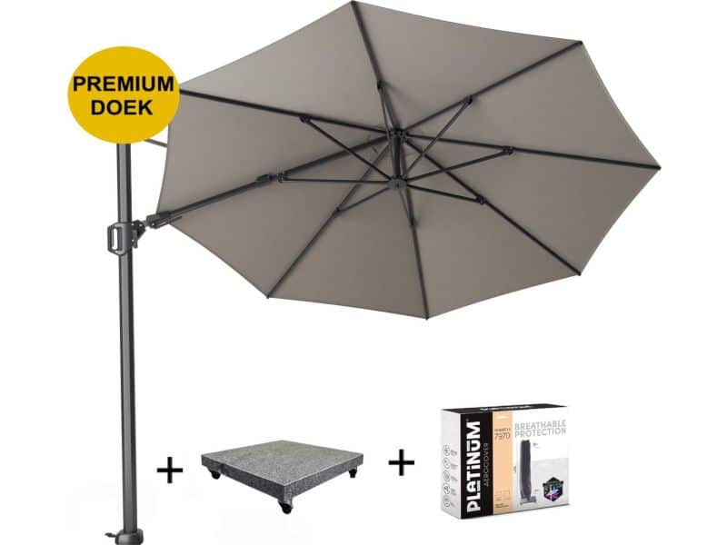 Challenger T2 premium zweefparasol 350 cm rond manhattan met 90