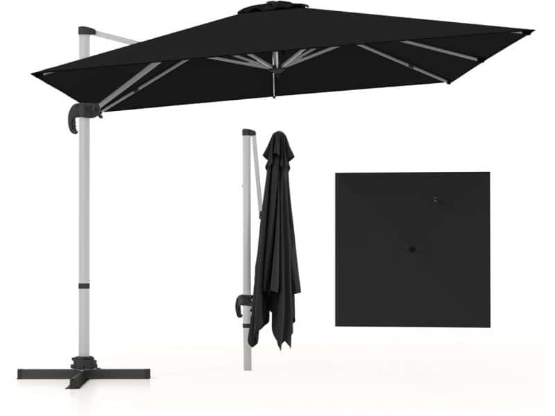 COSTWAY Parasol, rechthoekig, 300 x 300 cm, grote zweefparasol met