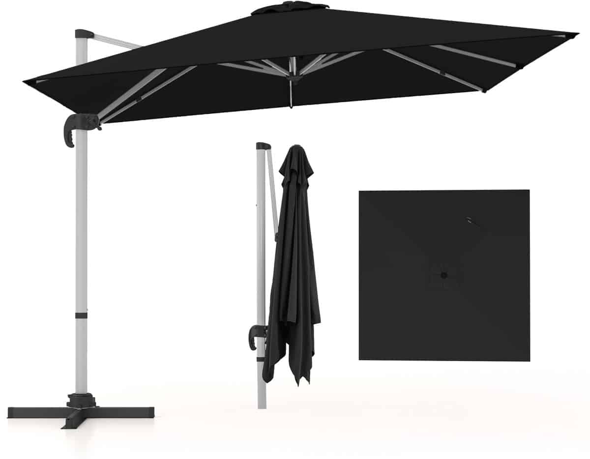 costway parasol, rechthoekig, 300 x 300 cm, grote zweefparasol met