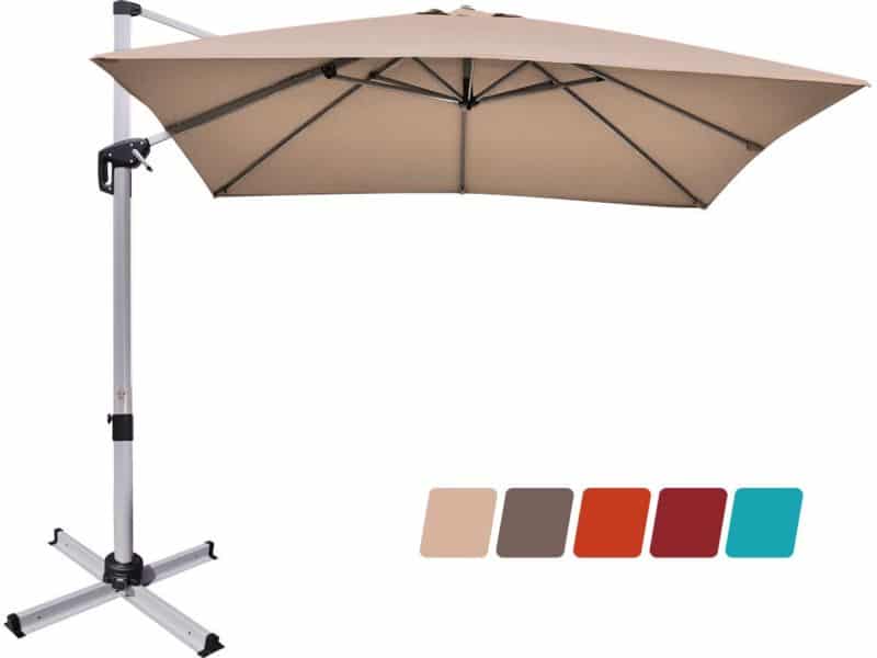 COSTWAY Parasol, rechthoekig, 300 x 300 cm, grote zweefparasol met
