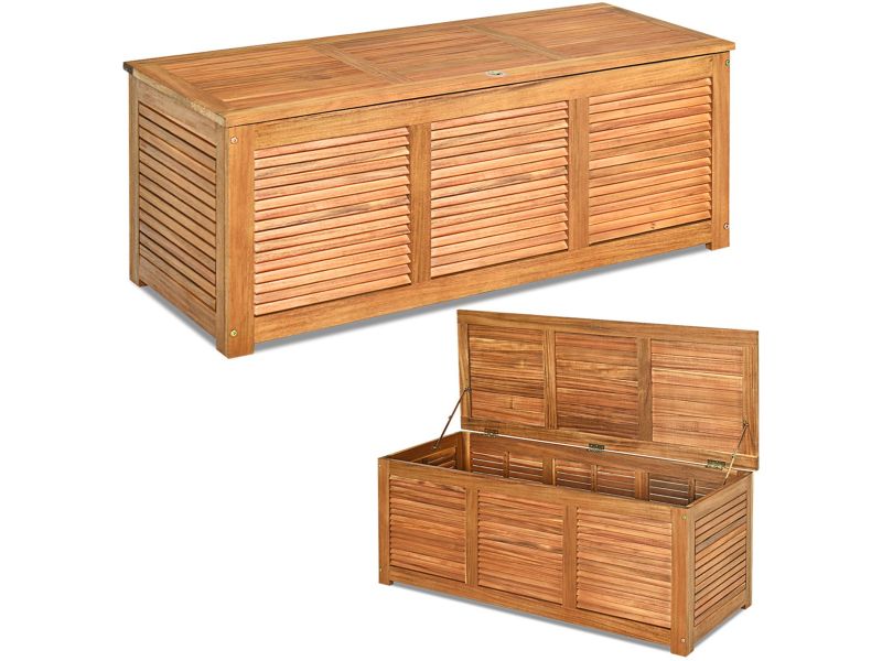 COSTWAY Tuinbox, acaciahout, opbergbox, kussenbox, tuinkist voor tuin, balkon, 120 x 45 x 45 cm