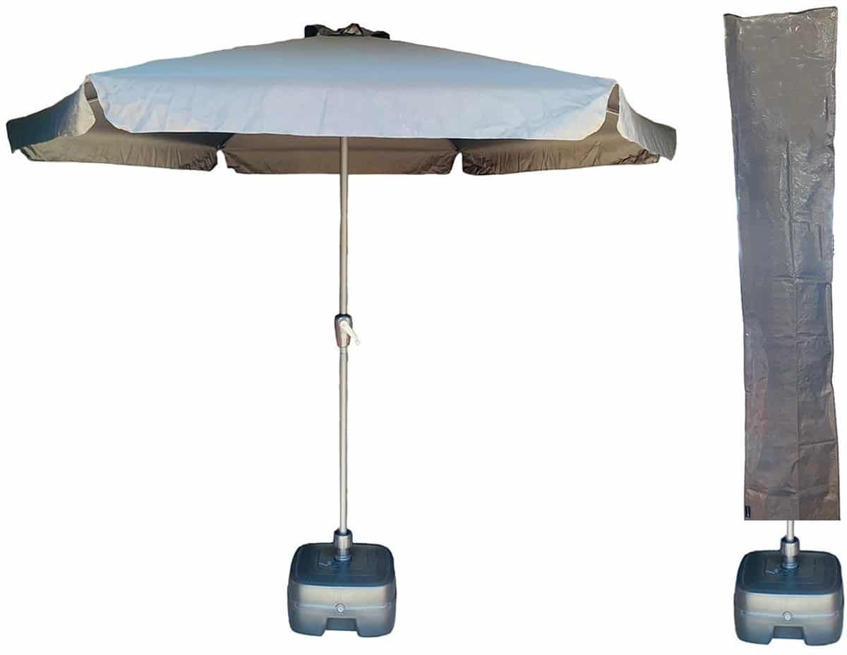 cuhoc parasol sunny grey Ø300cm + verrijdbare parasolvoet